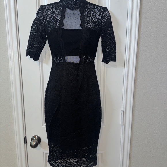 Express black lace bodycon dress size 0 - Picture 2 of 4